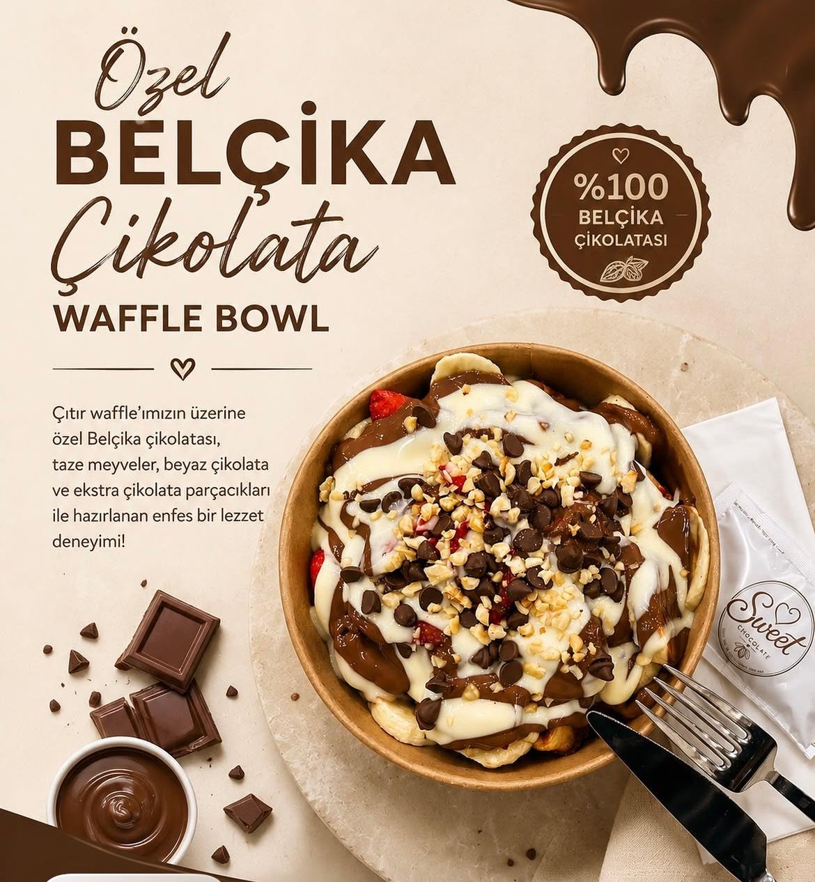 BELÇİKA ÇİKOLATALI WAFFLE BOWL